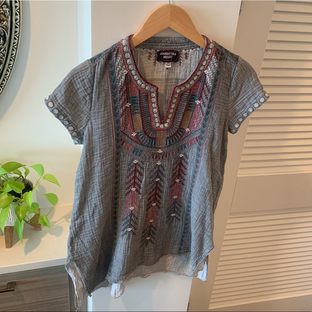 Johnny Was Workshop Grey Linen Shirt